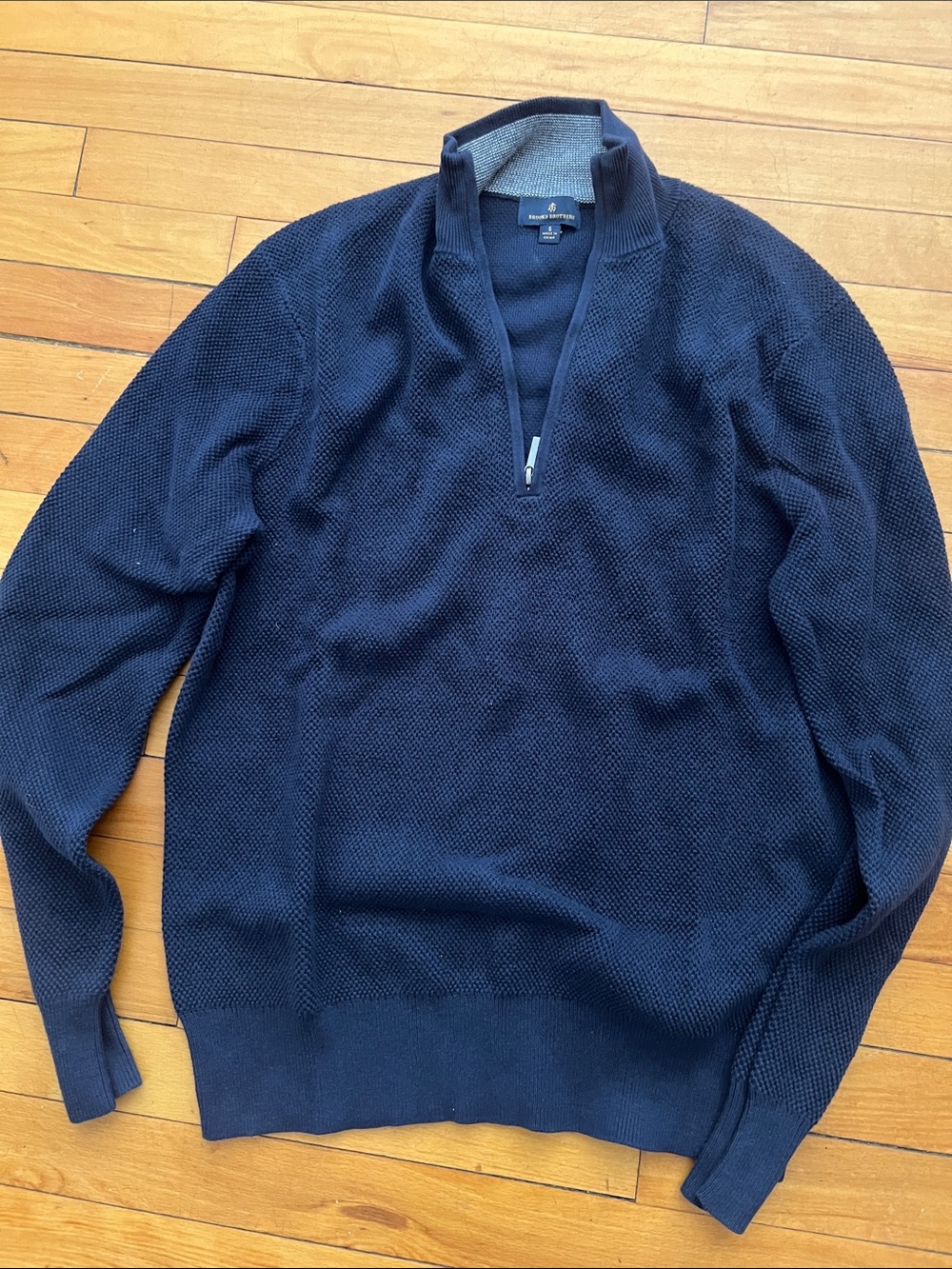 Brooks Brothers - Navy Quarter-Zip Textured Men’s Sweater. Size S